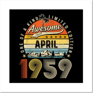 Awesome Since April 1959 Vintage 64th Birthday Posters and Art